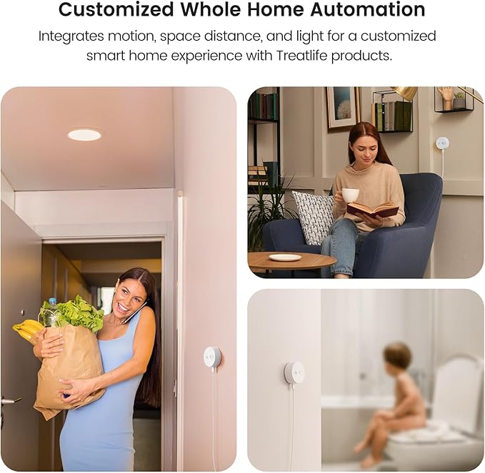TREATLIFE WiFi Presence Sensor 1 Pack, 24G mmWave Radar Smart Motion Sensor Wired, Support Alexa/Google Home, Real-time Human Occupancy Sensor, No Hub Required
