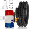 1100GPH 12V Boat Bilge Water Pump, 1-1/8" 6FT Kink-Resistant Bilge Pump Hose, ABS Thru-Hull Fitting, 2PCS Stainless Steel Clamps for Boat Marine
