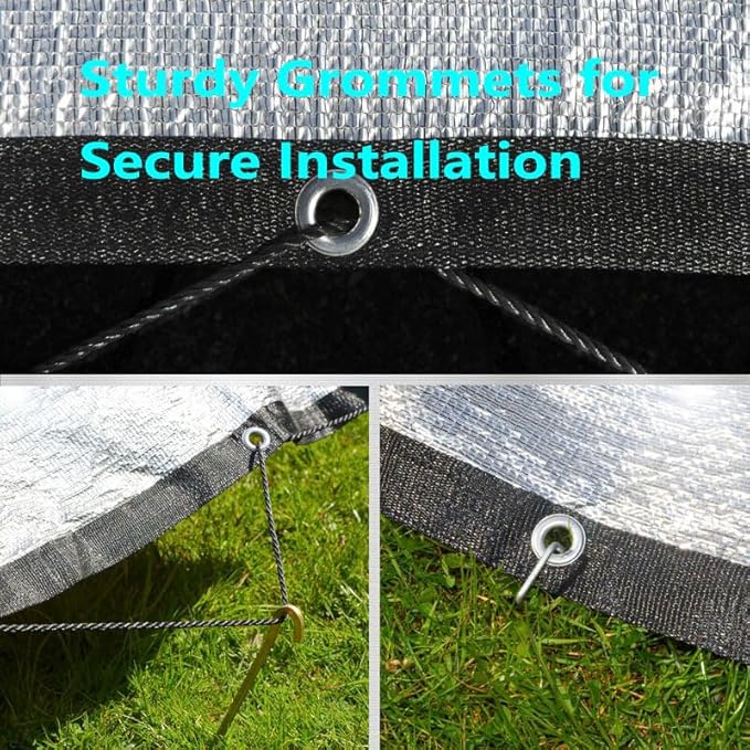 Aluminet Shade Cloth 70% - 10ft x 20ft Large Aluminum Shade Cloth with Grommets, Reflective Sun Block Shade Net for Patio, Pergola, Driveway, Garden, Pool, RV Awning, Outdoor Shade (Silver)