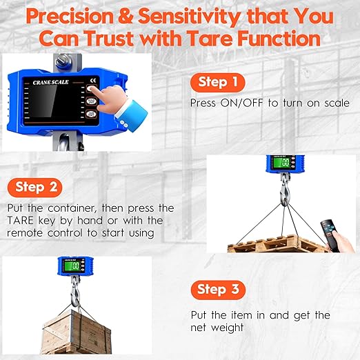 Digital Crane Scale 2200lb/1000Kg with Remote Control, Digital Hanging Scale with LCD Screen, Crane Scale Industrial Heavy Duty with Unit Change, High Precision Crane Scale for Market, Farm, Factory