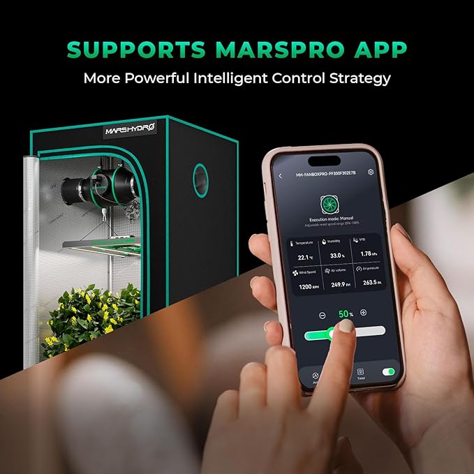 MARS HYDRO iFresh 6'' Inline Duct Fan Combo,Quiet Grow Tent Ventilation System Kit with Variable Speed Controller ，Carbon Filter and Ducting, Exhaust Fan Kit for Grow Room Cooling