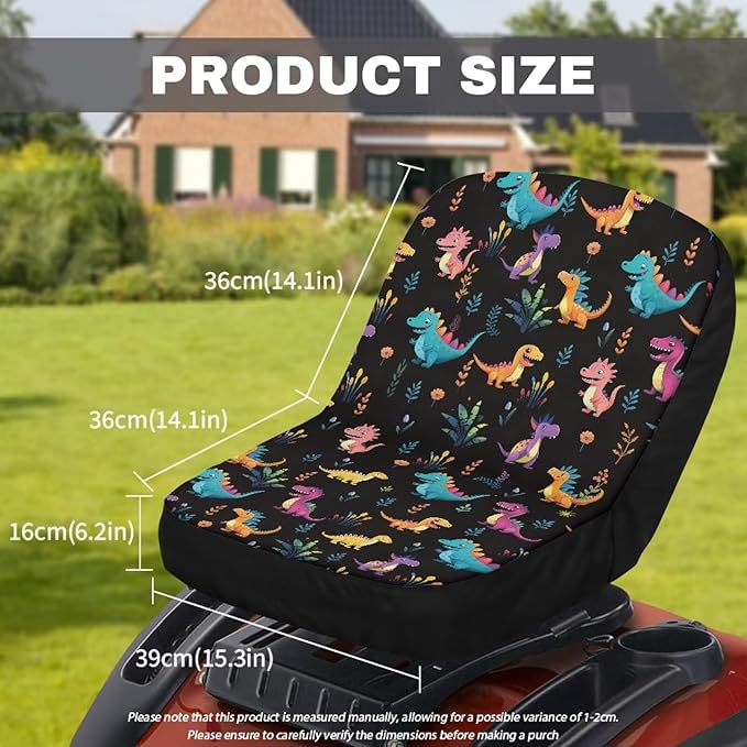 Dinosuar Universal Riding Lawn Mower Seat Cover, Heavy-Duty Waterproof Seat Cover Fits Tractor Seat Backrests Without Armrests