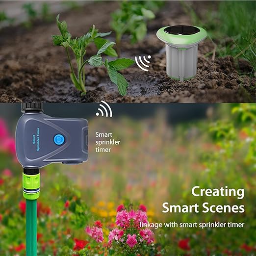 Solar Powered Soil Moisture & Temp Sensor WiFi/Bluetooth No Gateway Required | IP65 Waterproof Indoor/Outdoor Plant Monitor | Compatible with Alexa & Tuya Smart Life | Garden, Farm Hygrometer
