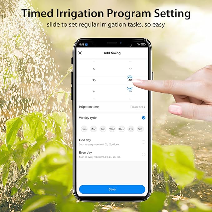 WiFi Sprinkler Timer, Smart Water Hose Timer with APP Control, Rain Delay, Auto & Manual Watering Mode, WiFi Irrigation System Controller for Lawn Yard Garden, Compatible with Alexa & Google Home