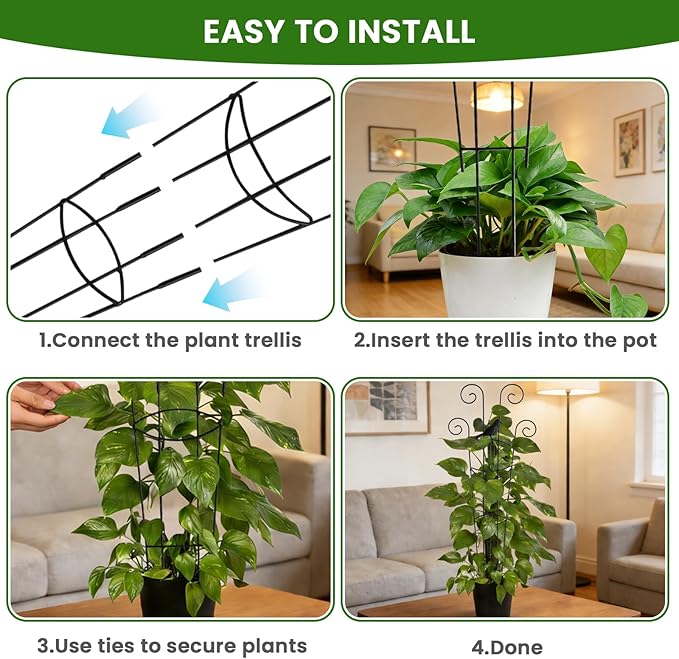 30 in Tall Plant Trellis Indoor,Metal Garden Trellis for Climbing Plants, 2P