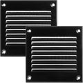 Vent Systems 4'' x 4'' Inch (Overall Dimensions) Pack of 2 - Black - Air Vent Cover Metal Air Return Grill with Built in Pest Guard Screen HVAC Vent Duct Cover for Home Improvement