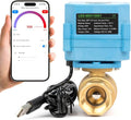 U.S. Solid WiFi Smart Motorized Ball Valve 3/4 inch NPT for Water Control & Irrigation, 2 Way Brass Electric Valve, USB Powered, LED Status Indicator, Flow Direction Window, Remote On/Off Control