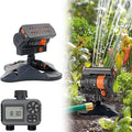 16-Nozzle Oscillating Sprinkler with Dual-Zone Sprinkler Water Timer, Heavy Duty Automatic Lawn Garden Irrigation System, Adjustable Spray Range & Width for Large Area Grass (with Dual-Zone Timer)