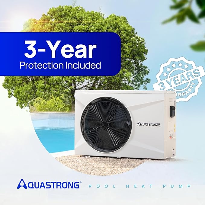 AQUASTRONG Inverter Swimming Pool Heat Pump,Pool Heater for Above Ground and Inground Pool Heating Smart WiFi Control and Cooling Pool Heater Pools Up to, 21000 Gallons