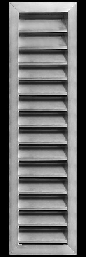 HVAC Premium 6"W x 32"H Aluminum Exterior Gable Louver Vent For Walls & Crawlspace - Weather-Resistant Air Grille With Screen Mesh - [Outer Dimensions 7.75"W x 33.75"H]