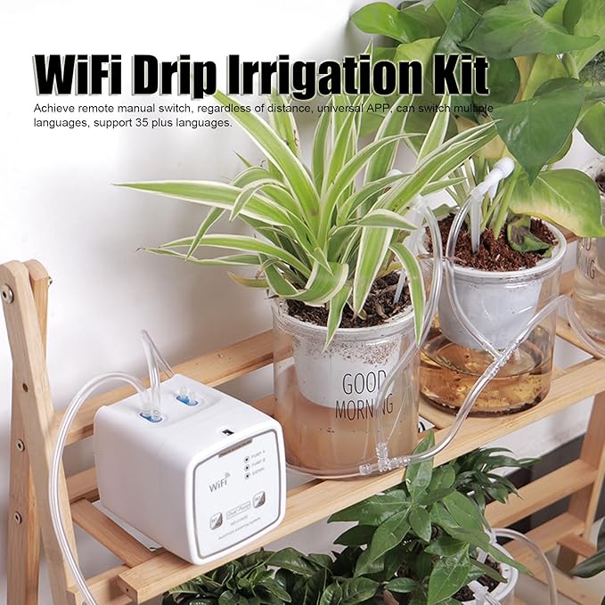 Drip Irrigation Kit, WiFi Automatic Plant Waterer, Automatic Watering System for Potted Plants, Remote Control Plant Watering Device, Automatic Drip Irrigation Kit for Outdoor Garden