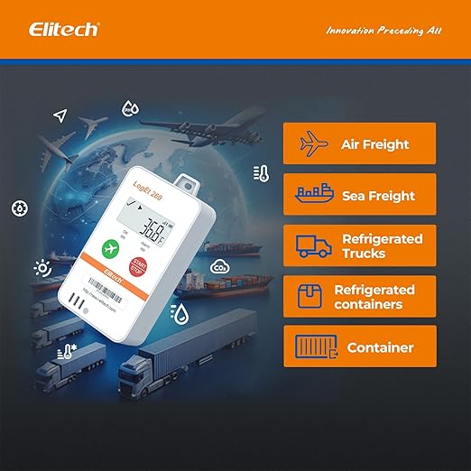 Elitech 4G Reusable Real-time Temperature Humidity Data Logger Light/Shock/Location, Built-in SIM Card, Shadow Data, Airplane Mode, Cloud Storage, SMS/Email/APP/Web Alarm,100000 Points, Loget260-TH