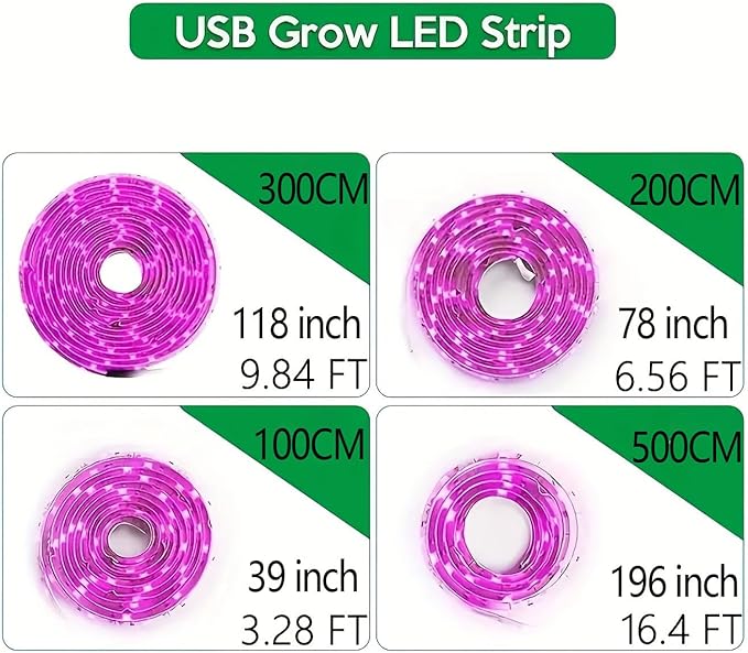 LED Grow Light Strips,Waterproof Full Spectrum Plant Grow Light, USB 6.56ft 120LEDs, Flexible Growing Lamp for Indoor Plants Succulents Hydroponics Greenhouse Gardening