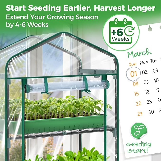 Mini Greenhouse for Outdoors Indoor: Ohuhu 23 x 19 x 75-Inch Small Plants Green House with 5 Tier Shelves, Portable Plastic Greenhouses with Heavy Duty Clear PVC Cover for Garden Patio Porch Balcony