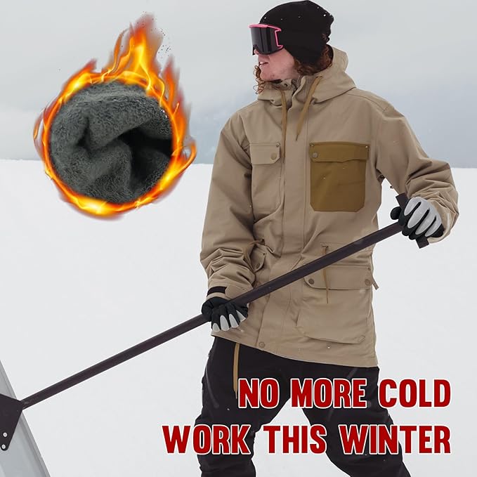 AIGEVTURE Waterproof Winter Work Gloves Men Women,Cold Weather Insulated Work Gloves Thermal Liner Superior Grip Latex Coating Warm for Outdoor Large