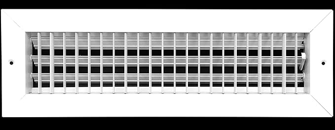 16" X 4" Adjustable AIR Supply Diffuser - HVAC Vent Cover Sidewall or Ceiling - Grille Register - High Airflow - White [Outer Dimensions: 17.75"w X 5.75"h]