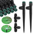 Drip Irrigation Emitters Sprayers for 1/4" Tubing, Adjustable 360 Degree Water Flow Sprayer on 5.5" Arrow Stake,with 1/4" Locked Tee for Watering System(30Pcs Sprayers and 30Pcs Tee)