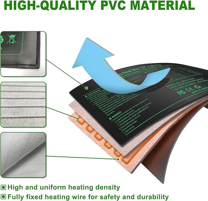 Seedling Heat Mat with Built-in Thermostat 4 Pack, 10" x 20.75" Waterproof Plant Heating Pad with Temperature Controller for Hydroponic,Germination, Indoor Gardening, Greenhouse, MET-Certified