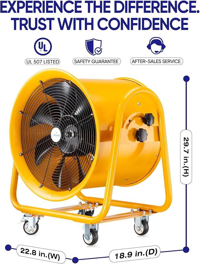 iLiving Utility High Velocity Blower, Fume Extractor, Portable Exhaust and Ventilator Fan (Utility 20")
