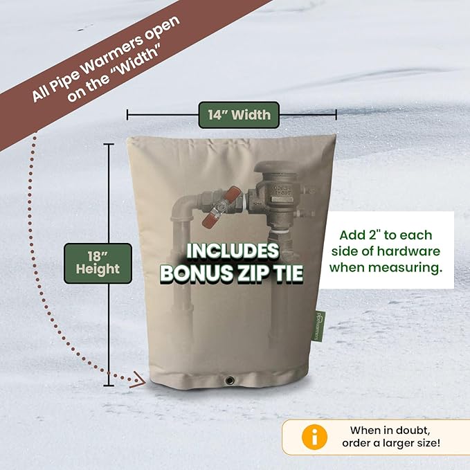 The Original Winter Pipe Insulation Cover (0˚F) - Extra-Thick EVA+NBR (UV-Coated) Insulated Backflow Preventer Freeze Protection, Pump Cover, Sprinkler/Well/Valve Head Cover - (14" W X 18" H)
