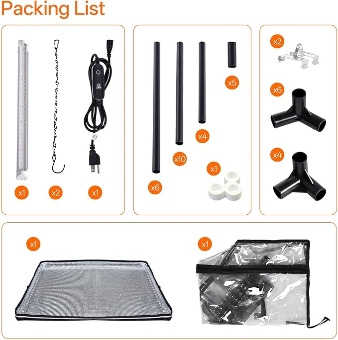 Bstrip Indoor Greenhouse with Grow Light, Mini EVA Tent with PET Base Mat, Ventilation Windows & Zippered Door, 18W Tabletop Greenhouse Light for Seed Starting with Timer, 23.8" x 15.7" x 20.5"