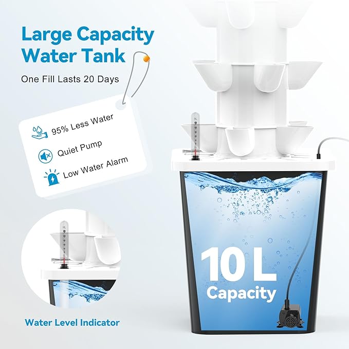 JESLED Hydroponic Tower with Tent, Hydroponics Growing System with 5000K Full-Spectrum Grow Lights, Dual Timers for Auto Watering & Lighting, Grows 30 Herbs & Vegetables, 10L Water Tank, High 37"