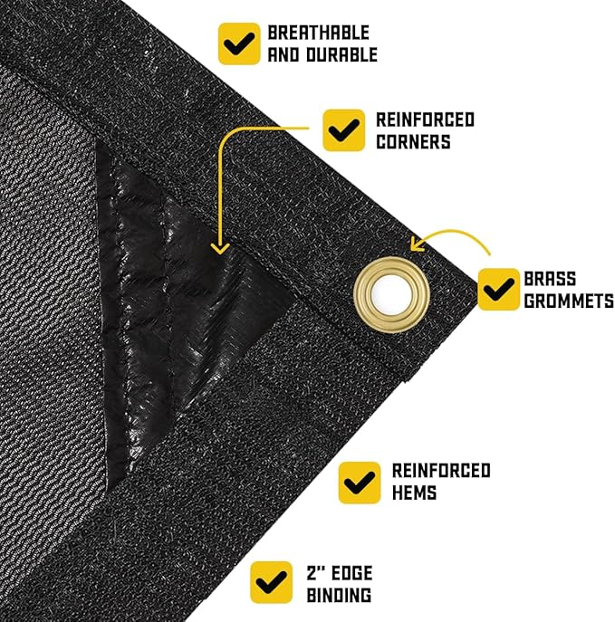 Core Tarps 60% Black Shade Cloth with Grommets - 30 X 40 FT Heavy Duty Mesh Tarp - Sun Shade Cloth for Garden Vegetables Plants Greenhouse Outdoors Backyard Fences Dump Trucks Patio Mesh Shade Tarp