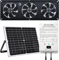 25W Solar Powered Exhaust Fan Kit with 12000mAh Lithium Battery Ideal for Chicken Coops Greenhouses Attics and Sheds 2600RPM 10ft Cord IP67 Waterproof Black