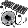Solar Powered Fan, 8 Inch Install-Free with 25W IP65 Dual Solar Panels, Cloudy Days Working Solar Fan for Air Circulation and Cooling in Greenhouse, Chicken Coop, Pet House, Attic, 14ft Long Cable