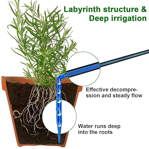 RISINGUP 49FT Solar Drip Irrigation System, Auto Plant Watering Kit with Anti-Siphoning Device 750ml/min Flow with 2200mAh Battery, for 15 Potted Plants Outdoor Garden, Patio, Balcony, Greenhouse
