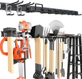 64'' Garage Tool Organizer Wall Mount, 620lbs Heavy Duty Metal Storage Rack | Adjustable Hooks Garden Tool Organization System | Anti-Rust Shed Rack for Hanging Shovel, Rake, Broom, Snowboard
