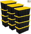 Sterilite 12-Pack Industrial Tote, Plastic Storage Container Bins with Lids, 38 Gallon - Heavy-Duty Organizing Containers for Closet, Bathroom, and Office