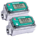 2 PCS 3/4 Inch Digital Turbine Flow Meter, 0.8-13.2 GPM Inline NPT Thread Flowmeter for Water, Diesel, Gas Oil, Gasoline, Kerosene, Methanol, and Other Liquids