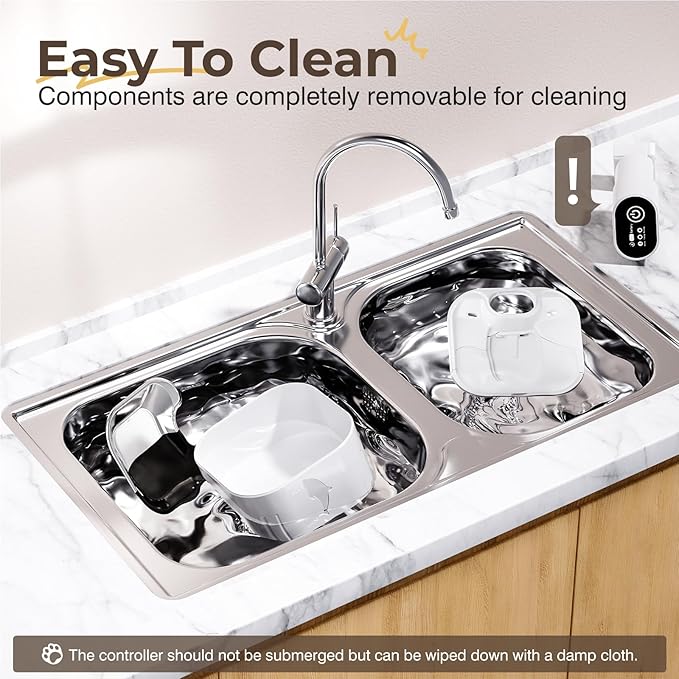 Battery Operated Cat Water Fountain 3L Water Fountains for Cats Indoor with Stainless Steel Tray Ultra-Silent Automatic Water Dispenser for Pet Easy Clean Wireless Cat Fountains for Drinking