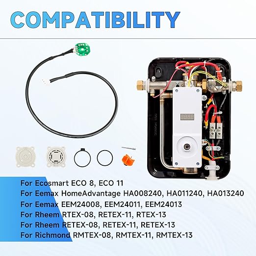 FSA NFSML Flow Sensor Assembly for EcoSmart Eco 8 & 11 Electric Tankless Water Heaters, Water Flow Meter Replacement for Eco Smart Water Heating Accessories Part