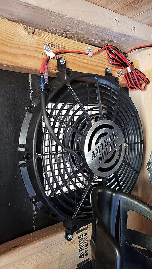 Amtrak Solar 10-Inch 12V DC Attic Exhaust Fan – Quiet, Powerful Ventilation for Garage, RV, Greenhouse, or Shed – Moisture & Heat Reduction – Easy Plug-and-Play Setup – Fan Only