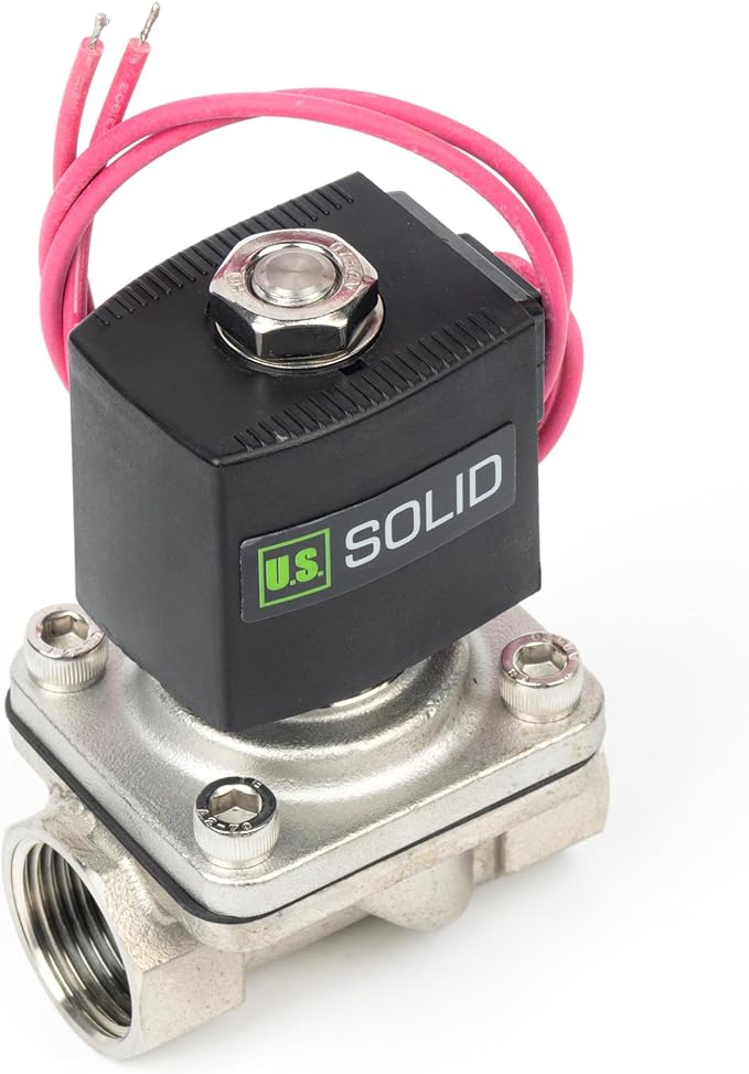 U.S. Solid 3/4" Stainless Steel Solenoid Valve - 110V AC Normally Closed (N.C.) Electric Valve, Semi-Direct Lift, Viton Seal, 145 PSI (10 Bar), IP65 Waterproof for Fuel, Gas & High-Temp Liquids