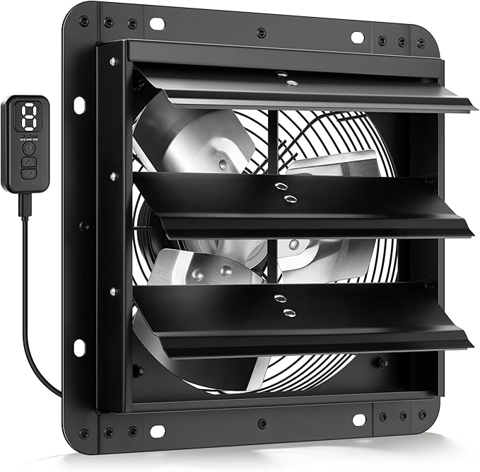 VIVOHOME 10" Shutter Exhaust Fan with EC Motor – 900 CFM, Variable Speed, Timer, Wall-Mounted for Attic, Garage, Greenhouse, Chicken Coop, Barn Ventilation
