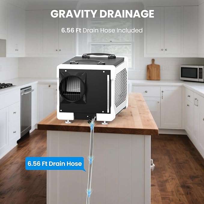 CADPXS Crawlspace Dehumidifier, 145 Pints Commercial Dehumidifier with Drain Hose for Crawl Spaces, Basements, Industrial and Water Damage, Large Capacity, Memory Restart, 5 Years Limited Warranty