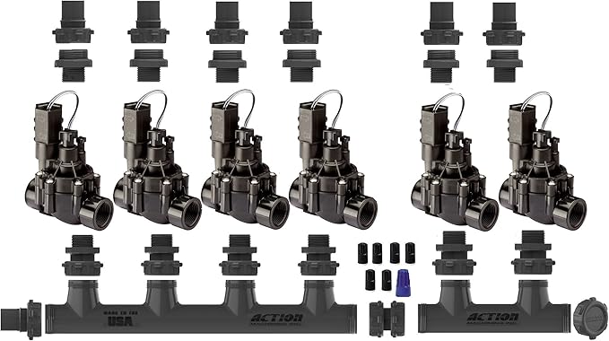 SPW Rain Bird Premium Valve Manifold System 100DVF with Flow Control - Heavy Duty Action Machining Parts - 3/4' or 1' Slip (6 Zone)