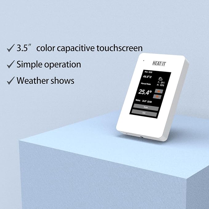 HEATIT ET-7A Touchscreen Programmable Thermostat with Voice Control