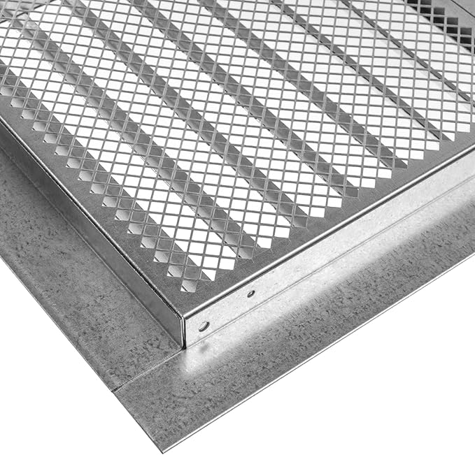 8" x 8" Inch Register Vent Cover - Square, Galvanized Industrial Return Air Vent Cover - Wall, Shed Vent, Foundation Vent - Wire Mesh Crawlspace Louver Grille - Exhaust, Intake Gable Vent