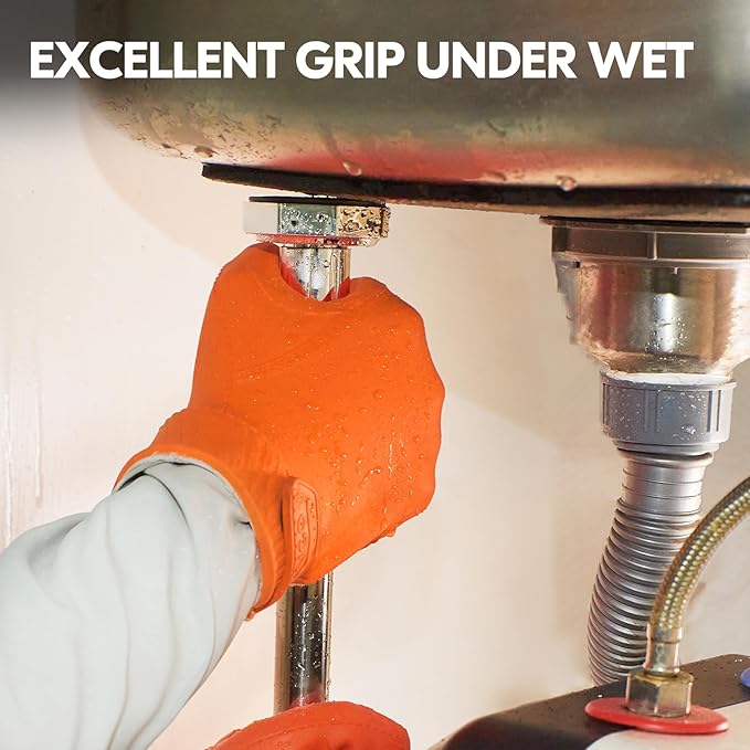Vgo... NGG X1 Chemical Resistant Work Gloves,Starﬁsh-Gen Seamless Gription Work Gloves,Reusable,Waterproof (TP1147)