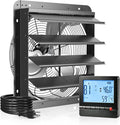 Amico 16-Inch Shutter Exhaust Fan with Thermostat and Humidity Control, 2068 CFM Attic Fan with 8-Speed Auto Adjust, 68W Brushless EC Motor Vent Fan for Greenhouse,Garage,Chicken Coop, Gable Wall Vent