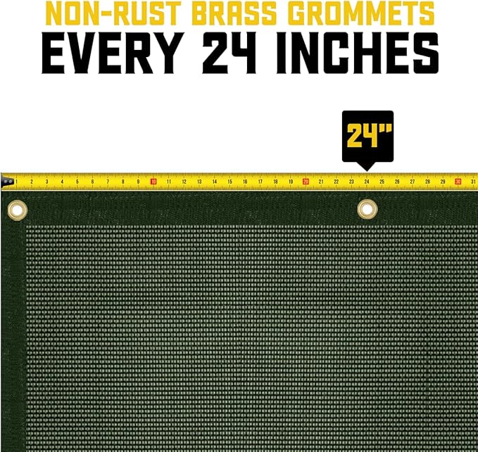 Core Tarps 60% Green Shade Cloth with Grommets - 8 X 16 FT Heavy Duty Mesh Tarp - Sun Shade Cloth for Garden Vegetables Plants Greenhouse Outdoors Backyard Fences Dump Trucks Patio Mesh Shade Tarp