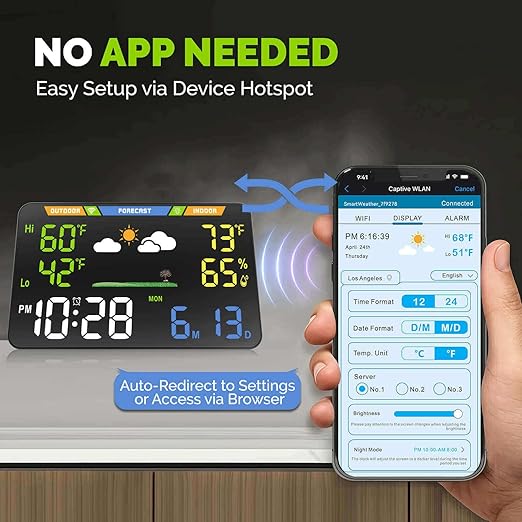 EnvyBox WiFi Weather Station 8.5" LED Display | Privacy-Focused, No App Required, Syncs Weather & Calendar for Home/Office | Dual Power, Black