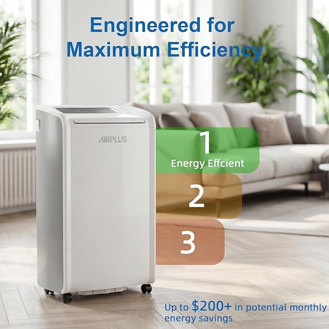AIRPLUS 4,500 Sq.Ft 70 Pint Dehumidifier for Basements and Home-with Drain Hose,Efficient,Energy-with Dual Protection and 4 Smart Modes,24H Timer,Defrost,for Large room