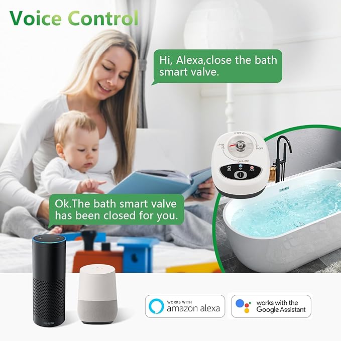 Wengart Smart Wi-Fi Water Valve Shut Off Tool,1/2‘’ Wireless Valve Controller for Water & Gas,eWeLink App,Alexa & Google Assistant,Remote Control & Timer,Emergency Manual Override,2.4GHz Wi-Fi