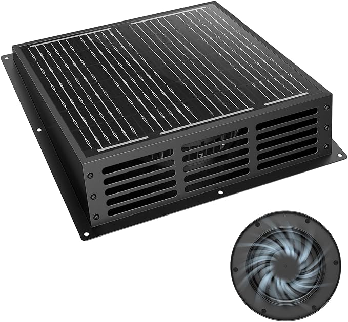 25W Solar Powered Fan, 2500RPM High CFM Roof Solar Exhaust Fan, IP67 Waterproof Solar Fan, Solar Powered Attic Fan, Solar Exhaust Fan for Home Attic, Shed, Greenhouse, Chicken Coop, Dog House