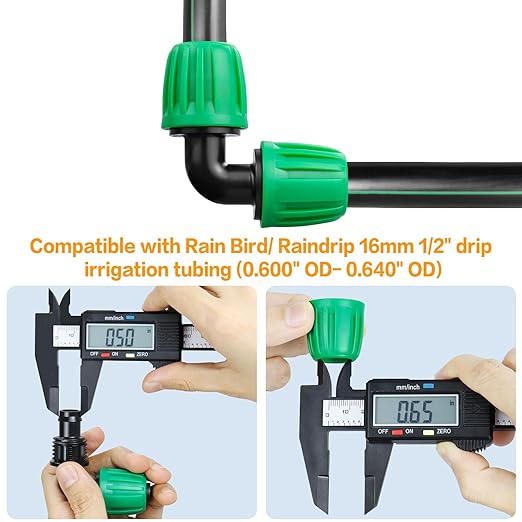 Gardrip Drip Irrigation 1/2" Elbow Fittings：1/2 Inch Drip Line Lock Barbed 90 Degree Elbow Connectors for Drip Irrigation Tubing (1/2" ID x 0.640" OD) Anti-Drop Drip Irrigation Parts (12 Pieces)
